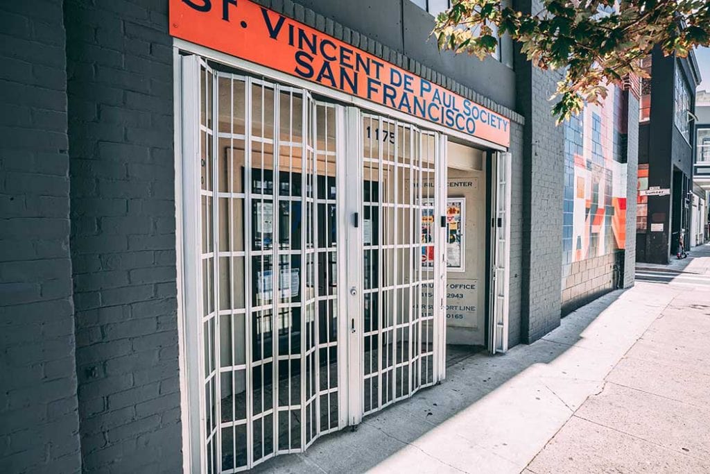 Security gate installed at the front entrance of a San Francisco business